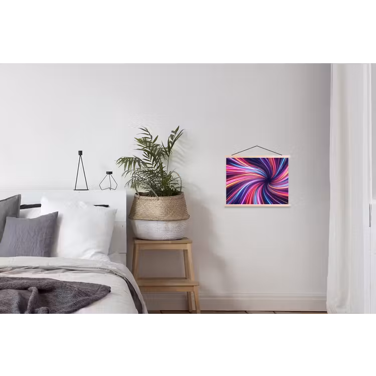 Abstract - Swirl - Futuristic - Neon textielposter latten blank klein -woonkamer
