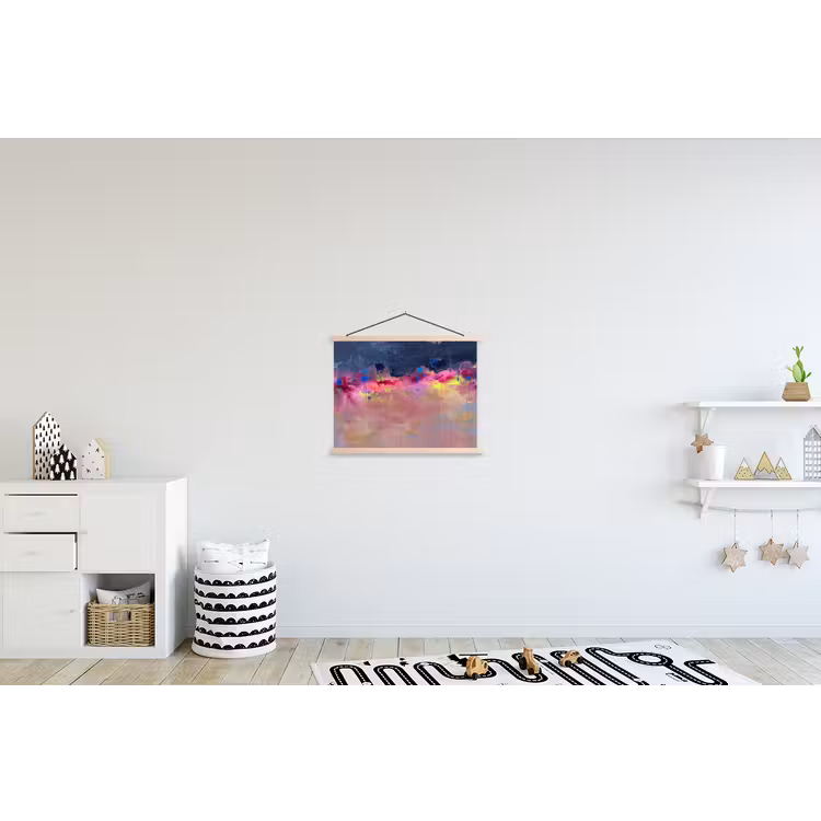 Abstract - Textuur - Kleuren - Modern - Roze textielposter latten blank klein -kinderkamer