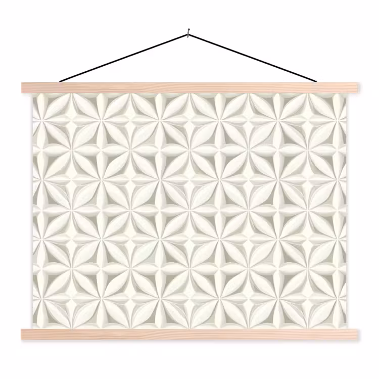 Abstract - Structuur - Grijs - Wit textielposter latten blank klein 122 -3d