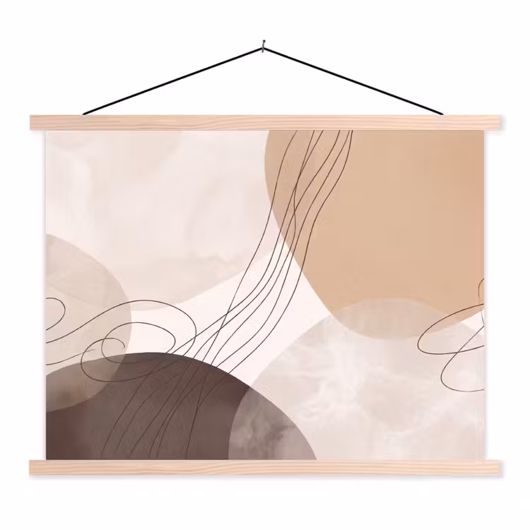 Hanging Poster - Abstraction - Beige - Modern - Abstractie - Beige - Modern textielposter latten blank klein