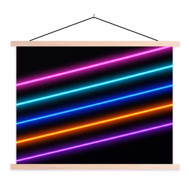 Esthetiek - Retro - Neon textielposter latten blank klein -3d