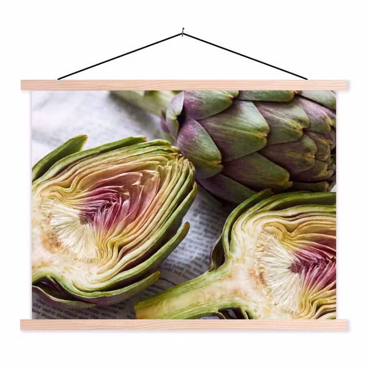 Hanging Poster - Artichoke - Sliced - Food - Artisjok - Doorgesneden - Eten textielposter latten blank klein
