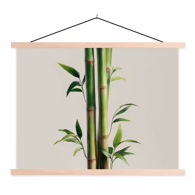 Bamboestengels - Sierlijk - Groen textielposter latten blank klein -3d