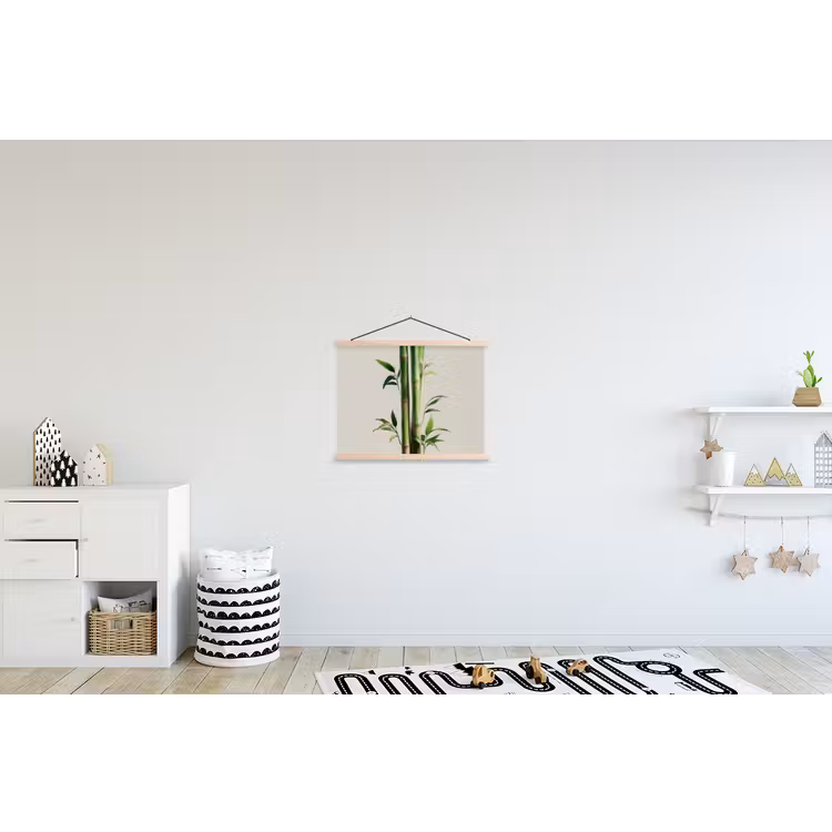 Bamboestengels - Sierlijk - Groen textielposter latten blank klein -kinderkamer