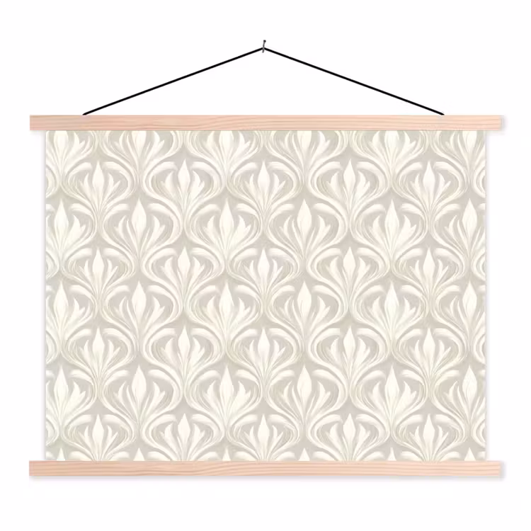 Barok - Patroon - Beige textielposter latten blank klein 122 -3d