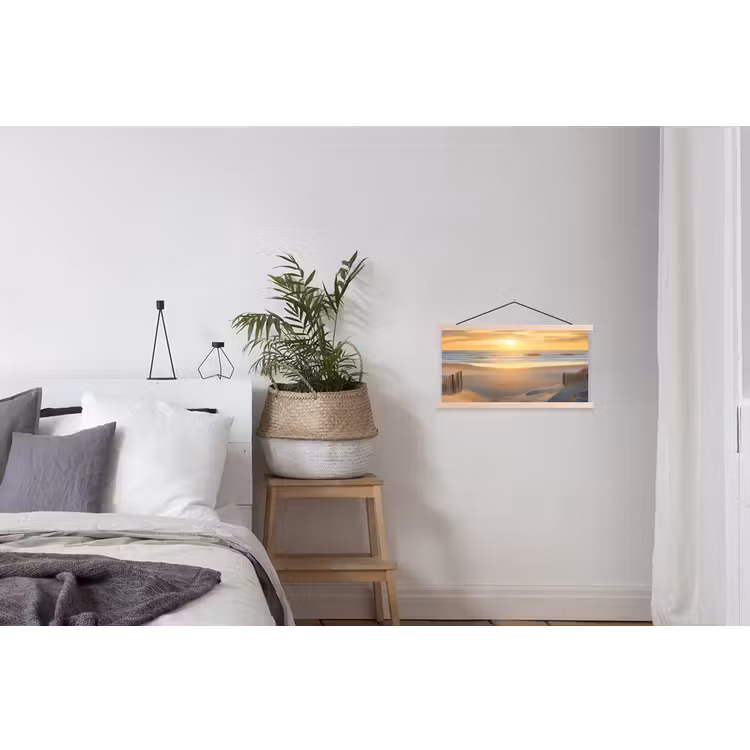 Strand - Duinen - Zonsondergang textielposter latten blank klein -woonkamer