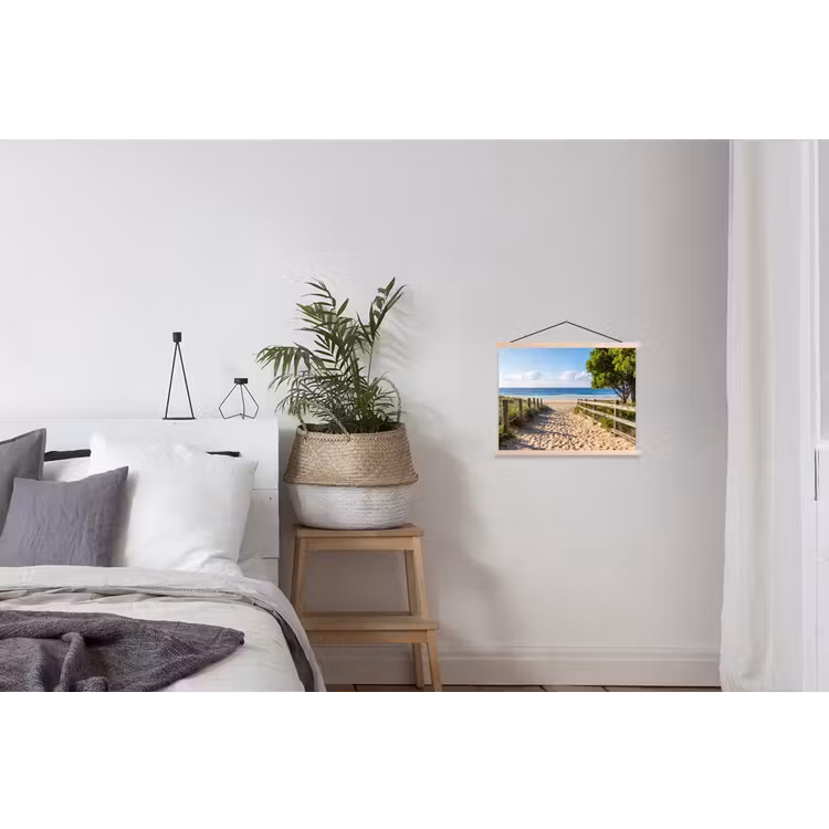 Strand - Zandpad - Oceaan - Natuur textielposter latten blank klein -woonkamer