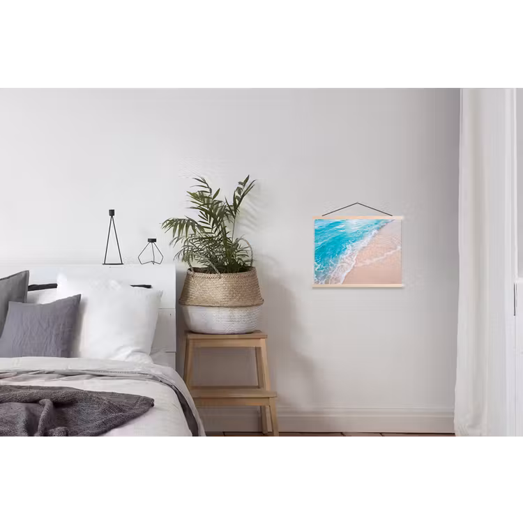 Strand - Zee - Golf - Natuur - Blauw textielposter latten blank klein -woonkamer