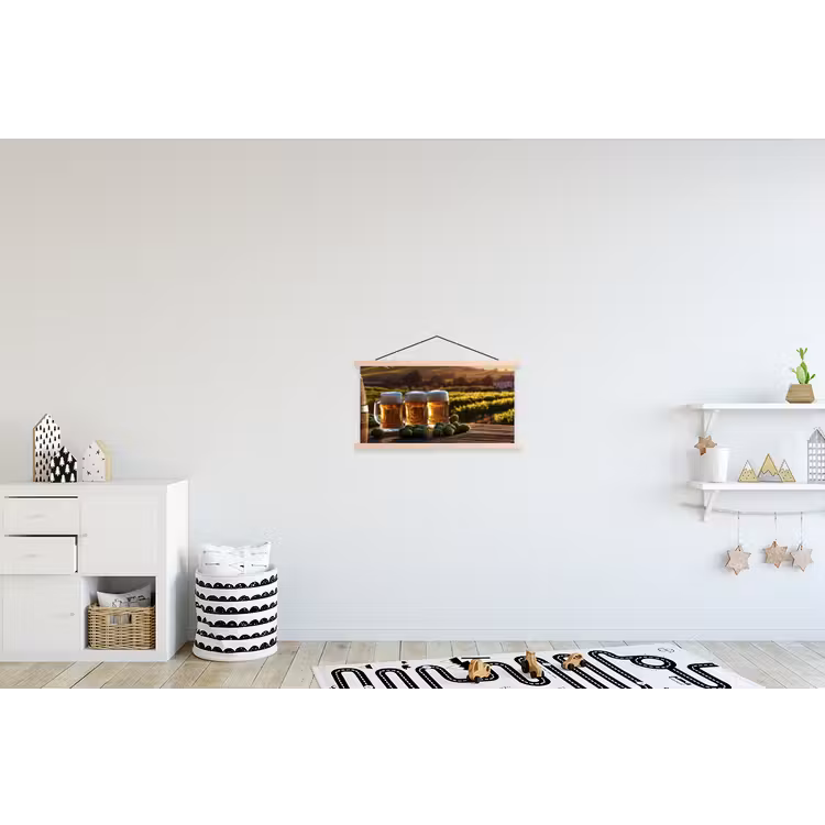 Bier - Hop - Landschap textielposter latten blank klein -kinderkamer