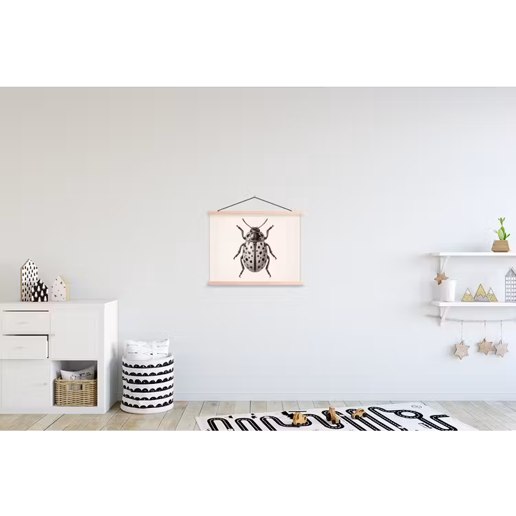 Kever - Insect - Vintage textielposter latten blank klein -kinderkamer
