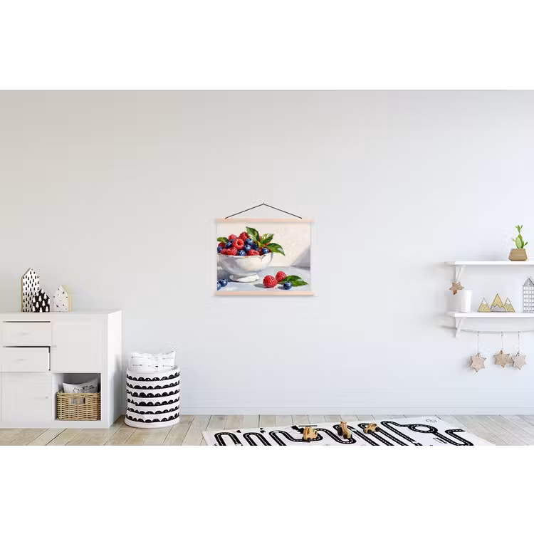 Hanging Poster - Berries - Bowl - Food - Bessen - Kom - Eten textielposter latten blank klein