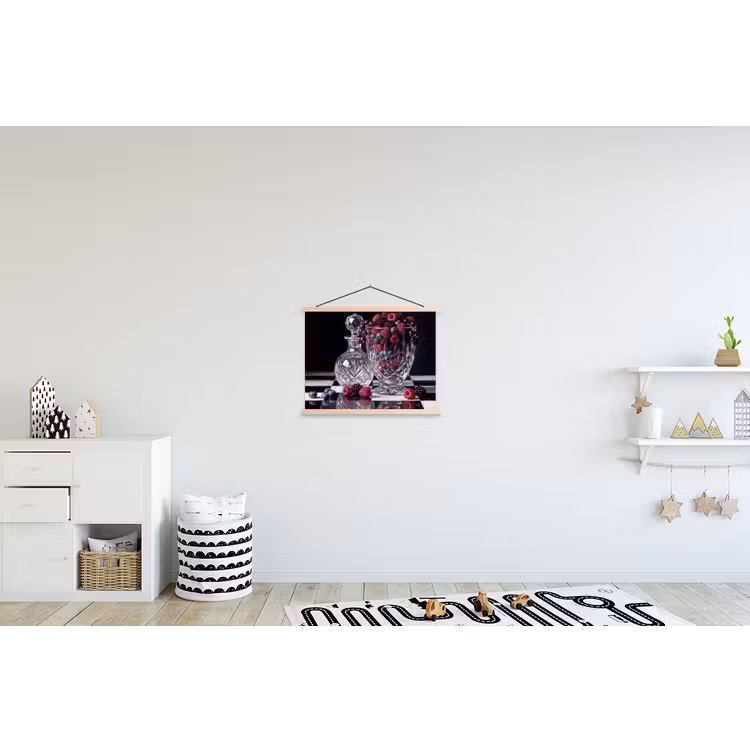 Hanging Poster - Berries - Crystal - Still Life - Bessen - Kristal - Stilleven textielposter latten blank klein