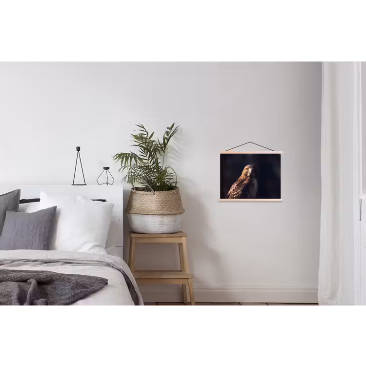 Roofvogel - Buizerd - Bruin textielposter latten blank klein -woonkamer