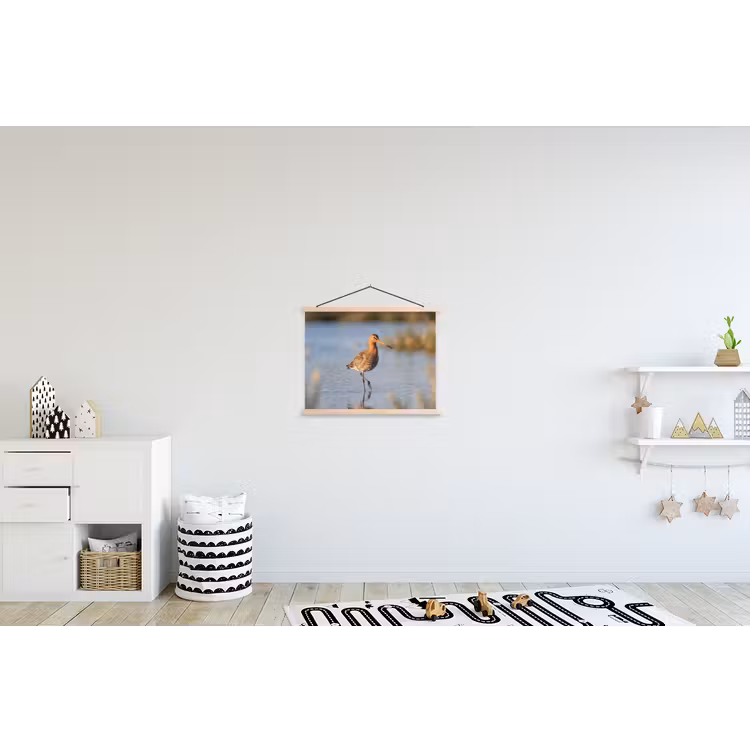 Vogel - Steltloper - Water - Natuur textielposter latten blank klein -kinderkamer