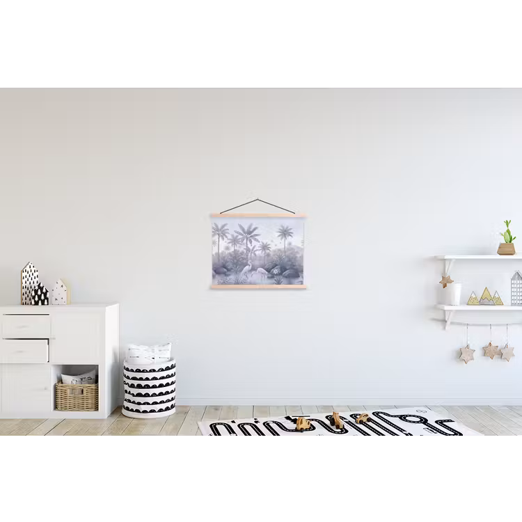 Vogel - Water - Tropisch - Natuur - Blauw textielposter latten blank klein -kinderkamer
