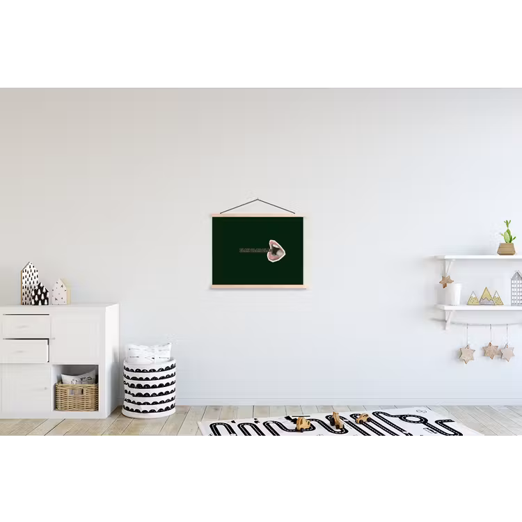 BLAH BLAH BLAH - Mond - Groen textielposter latten blank klein -kinderkamer