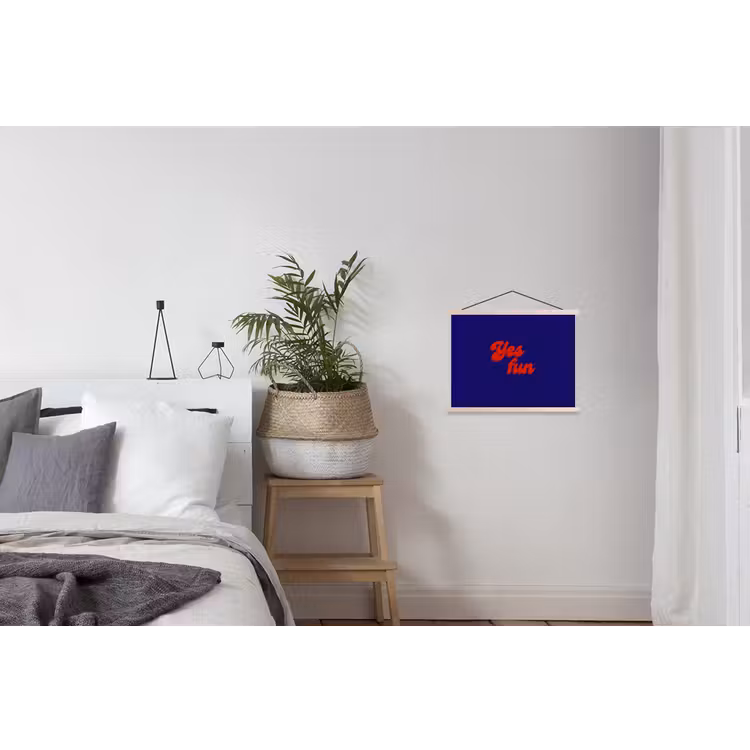 Blauw - Rood - Yes fun - 3D textielposter latten blank klein -woonkamer