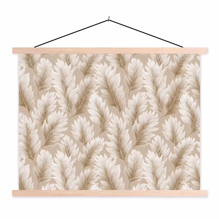 Botanisch - Patroon - Beige textielposter latten blank klein 122 -3d