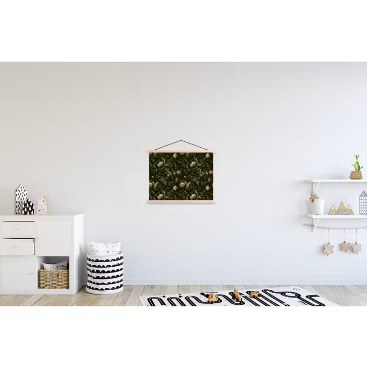 Botanisch - Naadloos - Bloemen textielposter latten blank klein 122 -kinderkamer