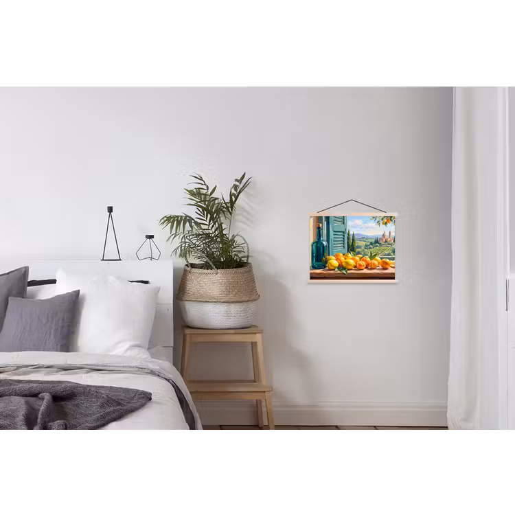 Hanging Poster - Bottle - Fruit - Still Life - Fles - Fruit - Stilleven textielposter latten blank klein