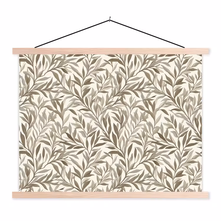 Takken - Botanisch - Taupe textielposter latten blank klein 122 -3d
