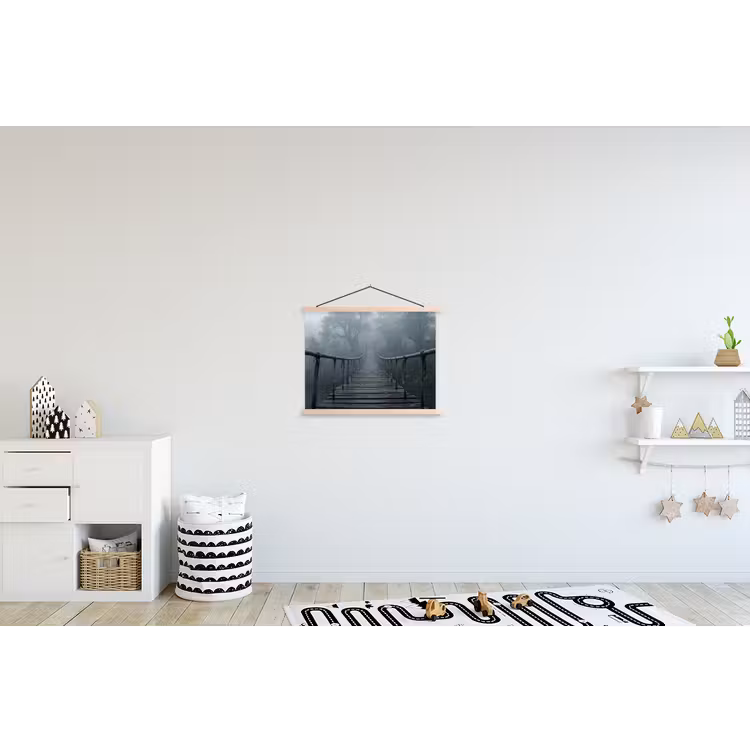 Brug - Jungle - Mist - Natuur textielposter latten blank klein -kinderkamer