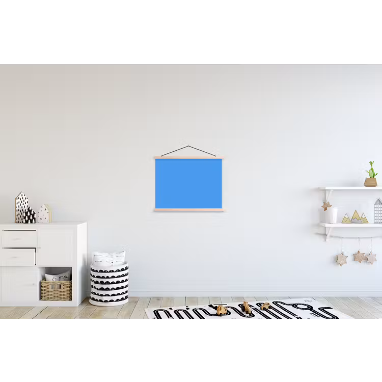 Bright - Azure - Blauw textielposter latten blank klein 122 -kinderkamer