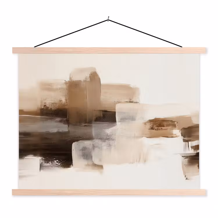 Penseelstreken - Abstract landschap - Rust textielposter latten blank klein -3d