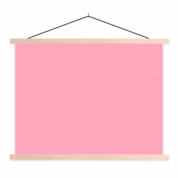 Bubblegum - Pink - Roze textielposter latten blank klein 122 -3d