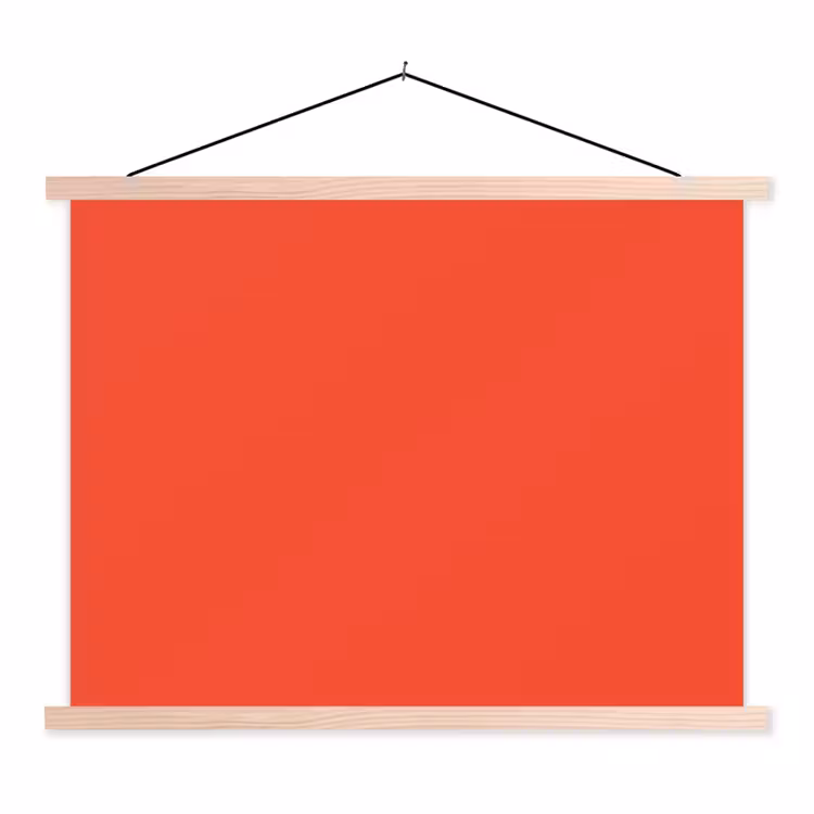 Burnt - Coral - Oranje textielposter latten blank klein 122 -3d