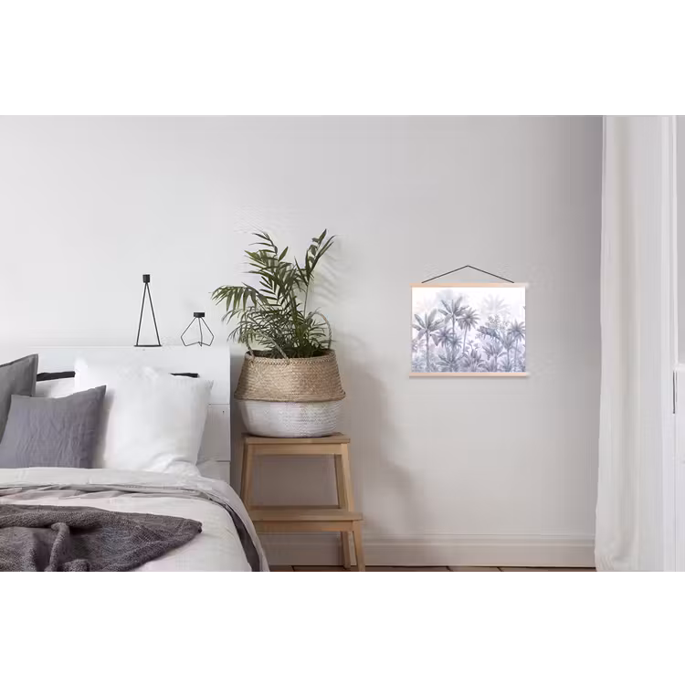 Kat - Tropisch bos - Modern - Grijs textielposter latten blank klein -woonkamer