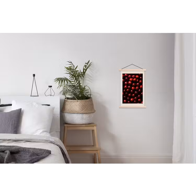 Kersen - Rood textielposter latten blank klein -woonkamer