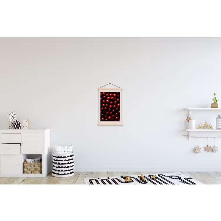 Kersen - Rood textielposter latten blank klein -kinderkamer