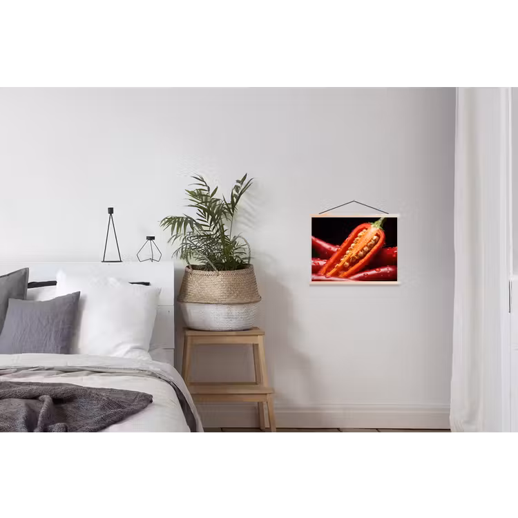 Hanging Poster - Chili Pepper - Red - Food - Chilipeper - Rood - Eten textielposter latten blank klein