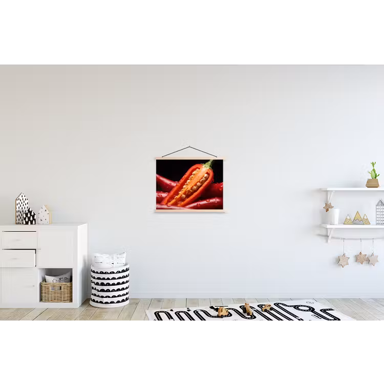 Hanging Poster - Chili Pepper - Red - Food - Chilipeper - Rood - Eten textielposter latten blank klein
