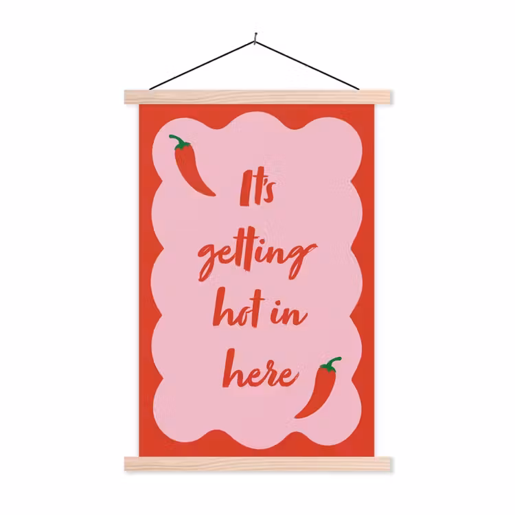 Chilipeper - Red - Hot - Quotes textielposter latten blank klein -3d