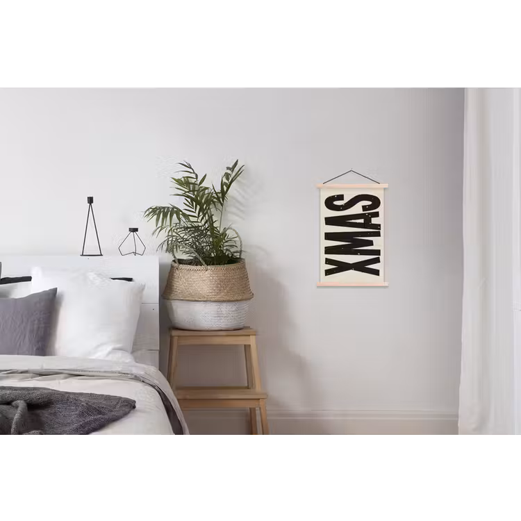 Kerst - Christmas - Japandi - Beige textielposter latten blank klein -woonkamer
