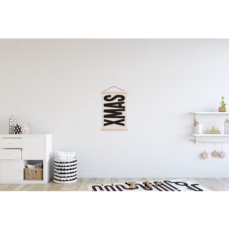 Kerst - Christmas - Japandi - Beige textielposter latten blank klein -kinderkamer