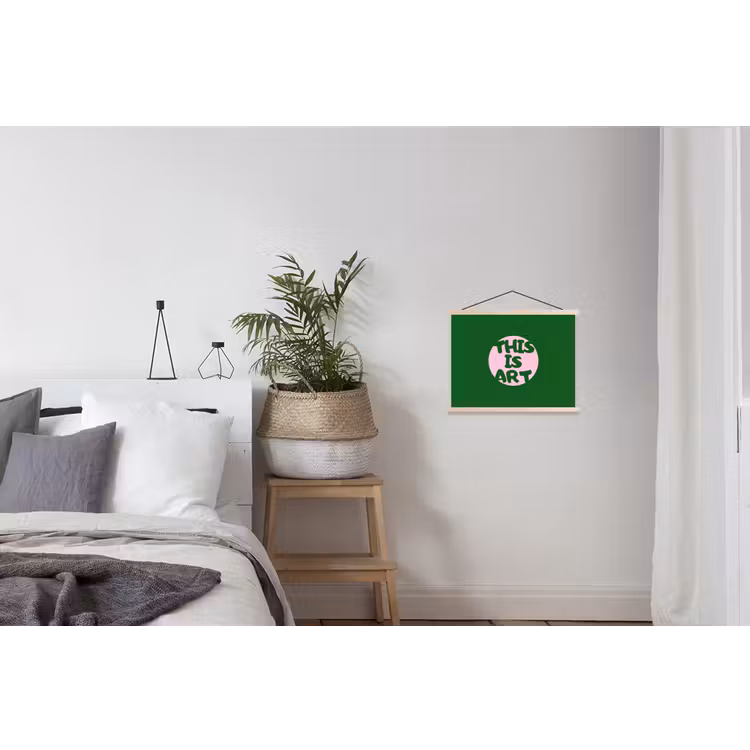 Cirkel - Roze - Tekst - Art textielposter latten blank klein -woonkamer