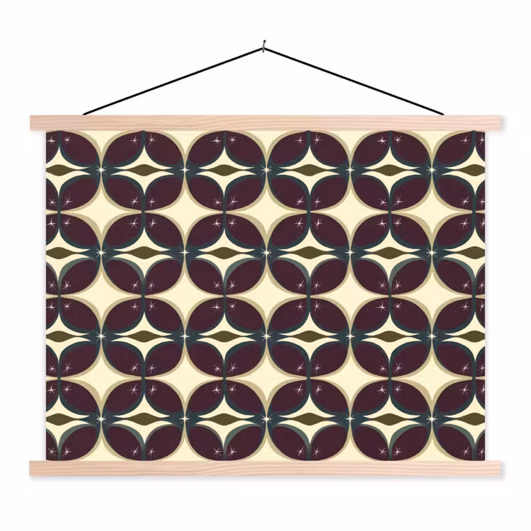 Cirkel - Retro - Kleurrijk textielposter latten blank klein 122 -3d