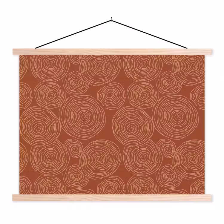 Cirkels - Abstract - Artistiek - Terracotta textielposter latten blank klein 122 -3d