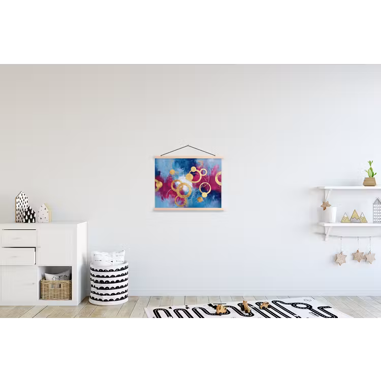 Cirkels - Goud - Abstract textielposter latten blank klein -kinderkamer
