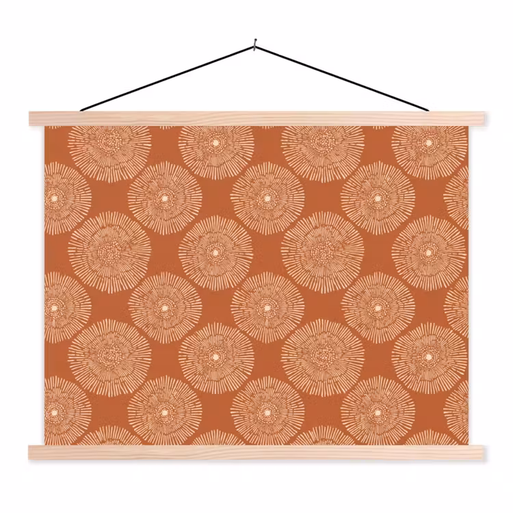 Cirkels - Grafisch - Patroon - Terracotta textielposter latten blank klein 122 -3d