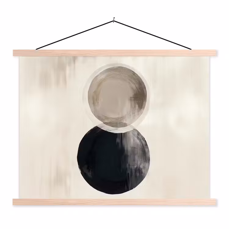 Cirkels - Vorm - Beige - Abstract textielposter latten blank klein -3d
