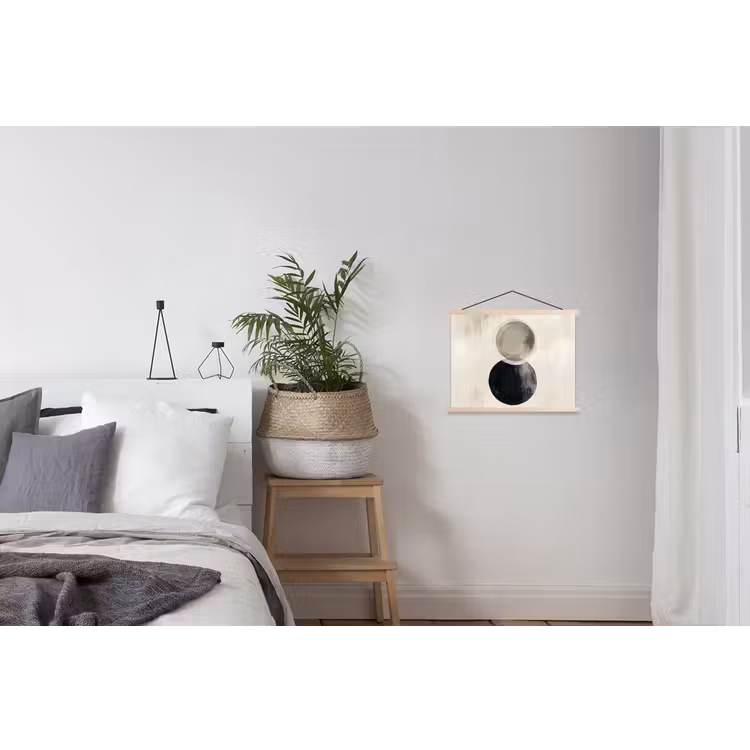 Cirkels - Vorm - Beige - Abstract textielposter latten blank klein -woonkamer