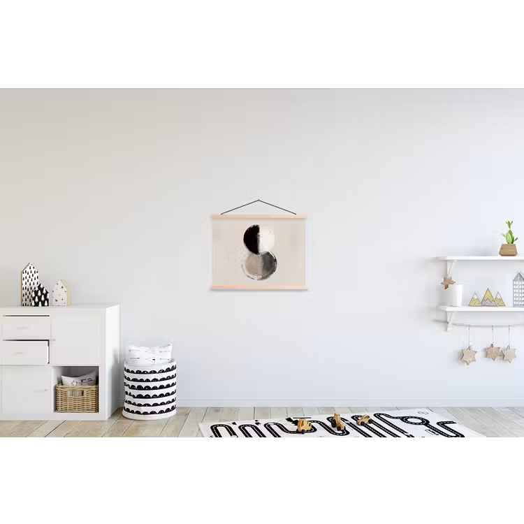 Cirkels - Strepen - Minimalistisch - Zwart textielposter latten blank klein -kinderkamer