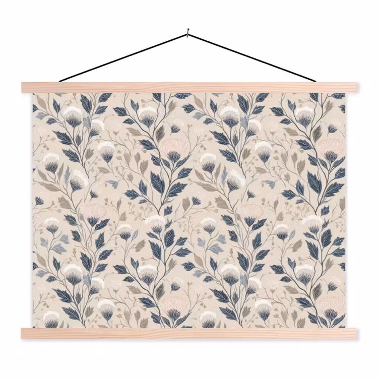 Klassiek - Botanisch - Kleurrijk textielposter latten blank klein 122 -3d
