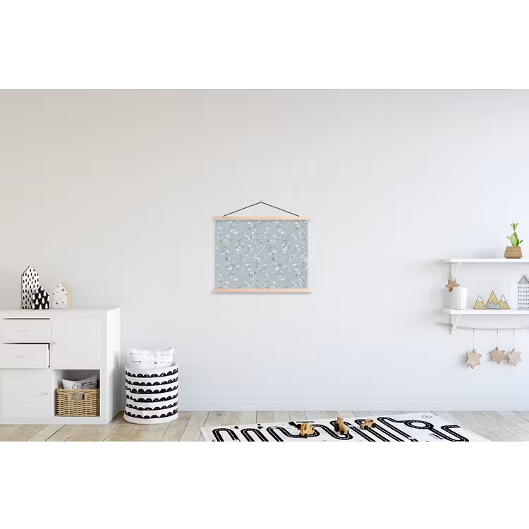 Klassiek - Bloemen - Blauw textielposter latten blank klein 122 -kinderkamer