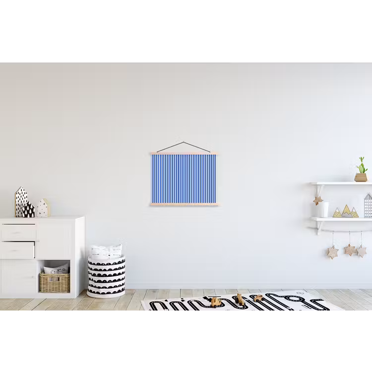 Klassiek - Strepen - Blauw textielposter latten blank klein 122 -kinderkamer