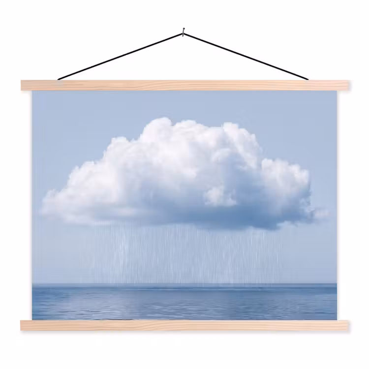 Hanging Poster - Cloud - Rain - Nature - Wolk - Regen - Natuur textielposter latten blank klein